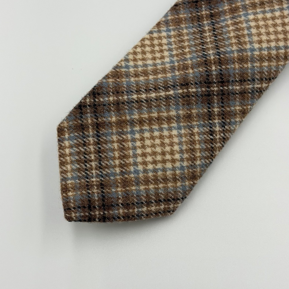 Pendleton Mens Brown Plaid 100% Virgin Wool Necktie Vintage Made in USA